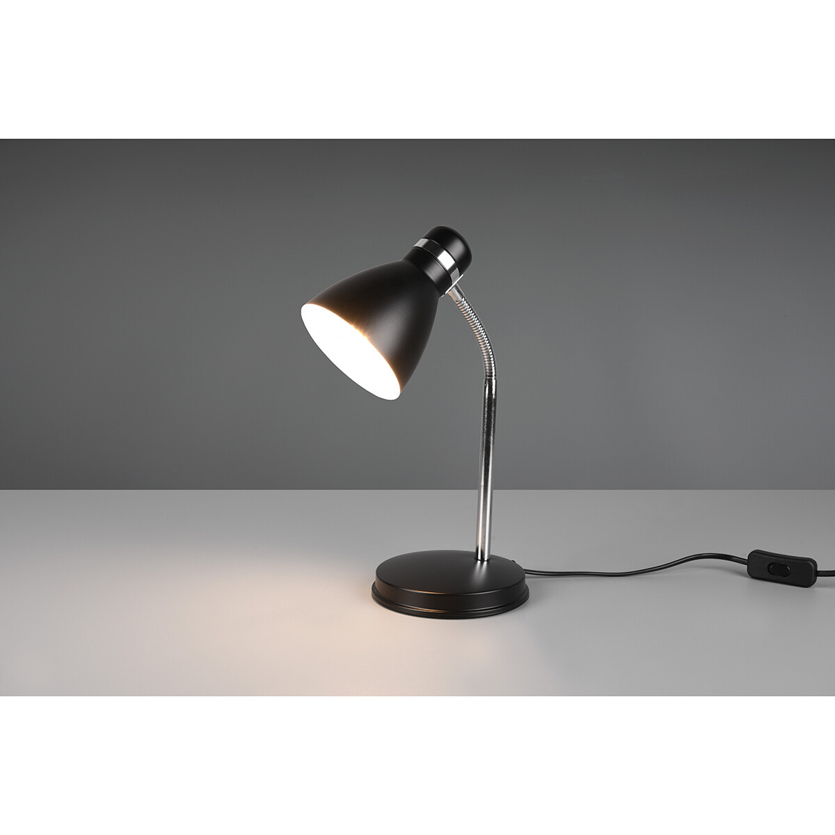 Lampe de bureau LED - Éclairage de Table - Trion Himaya - Douille E27 - Rond - Mat Noir - Aluminium