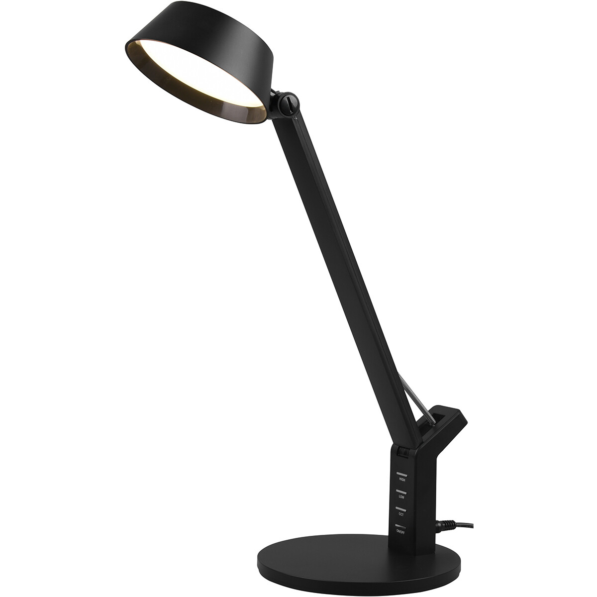 Lampe de bureau LED - Trion Avvan - 5W - Couleur de lumière ajustable - Rechargeable par USB - Dimmable - Rond - Mat Noir - Plastique