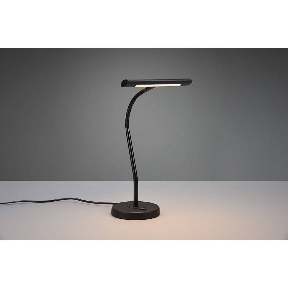 Lampe de bureau LED - Trion Curty - 4W - Blanc Chaud 3000K - Dimmable - Rond - Mat Noir - Aluminium