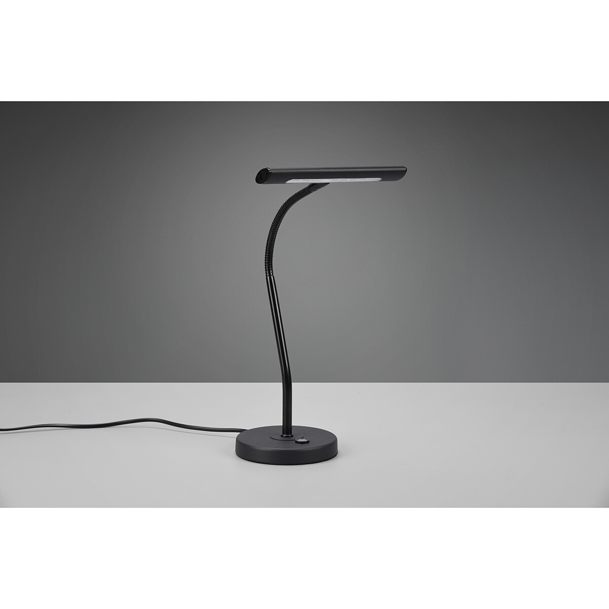 Lampe de bureau LED - Trion Curty - 4W - Blanc Chaud 3000K - Dimmable - Rond - Mat Noir - Aluminium