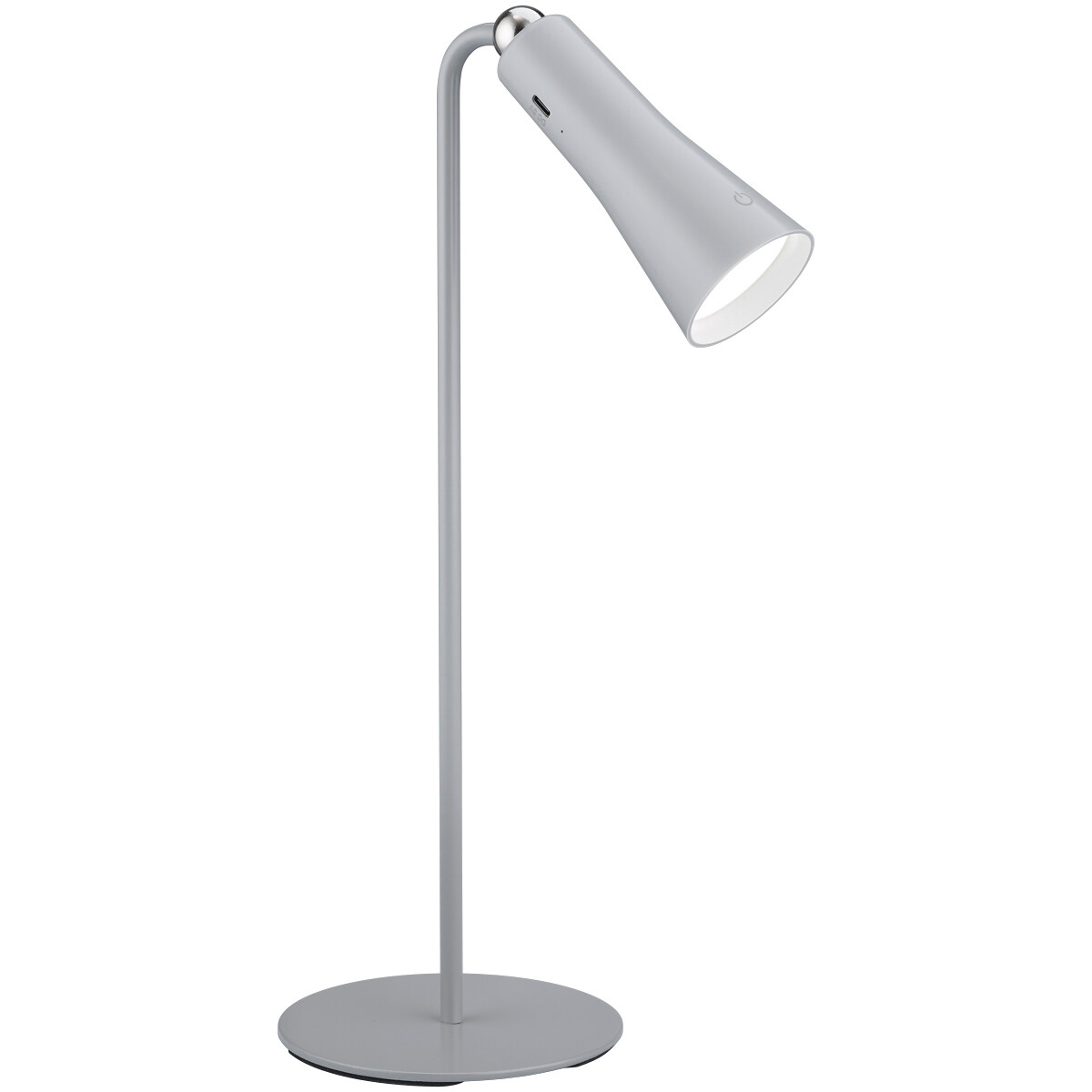 Lampe de bureau LED - Trion Moxi - 2W - Blanc Chaud 3000K - Rechargeable - Rond - Mat Gris - Aluminium