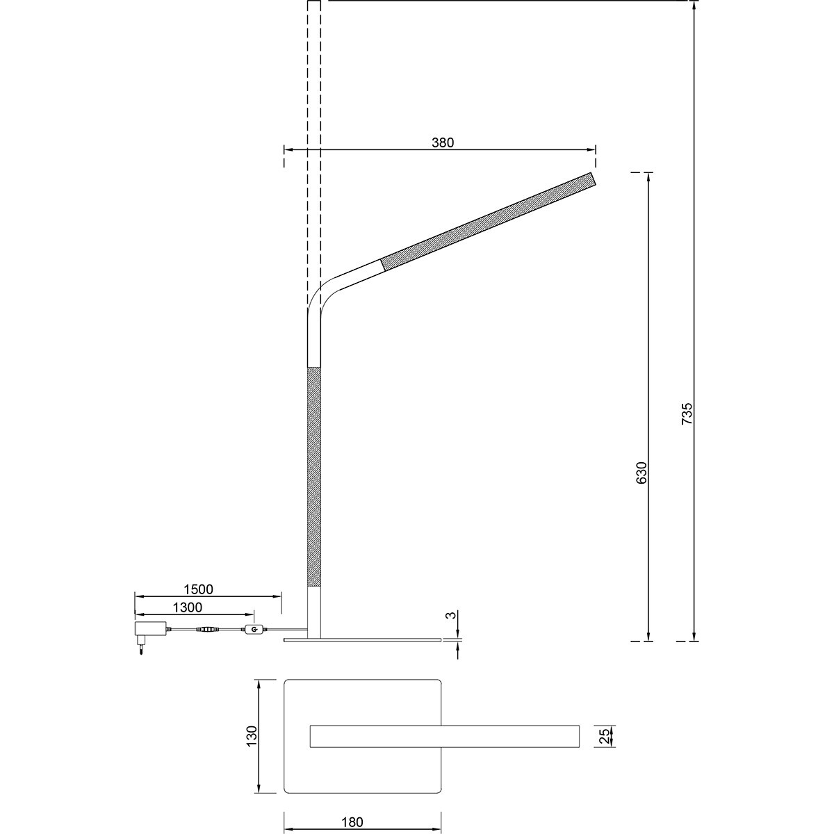 LED Lampe de Bureau - Trion Rios - 7W - Blanc Chaud 3000K - Interrupteur Tactile - Rectangulaire - Blanc Mat - Métal