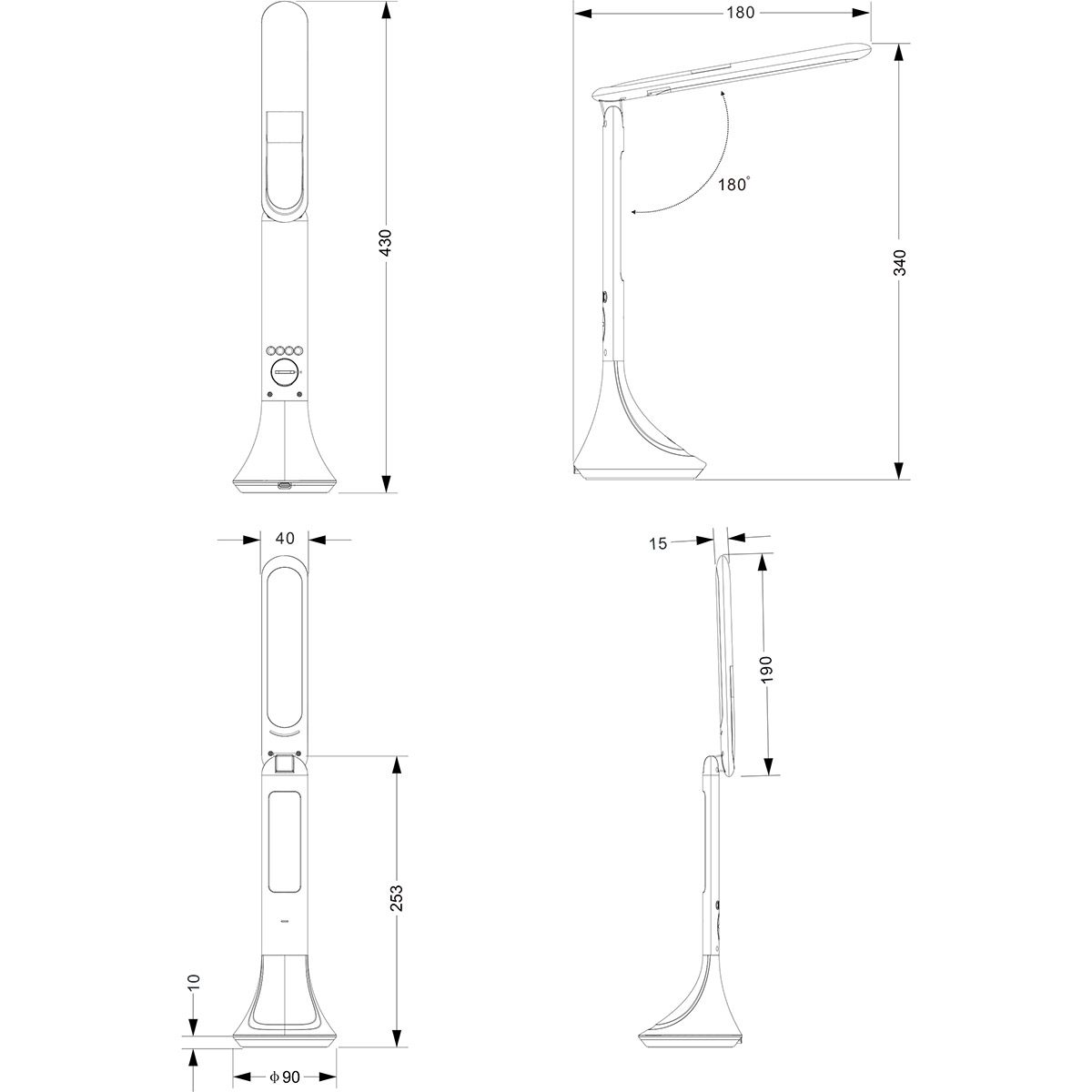 LED Lampe de Bureau - Trion Taty - 4W - Blanc Naturel 4000K - Batteries Rechargeables - Blanc - Plastique