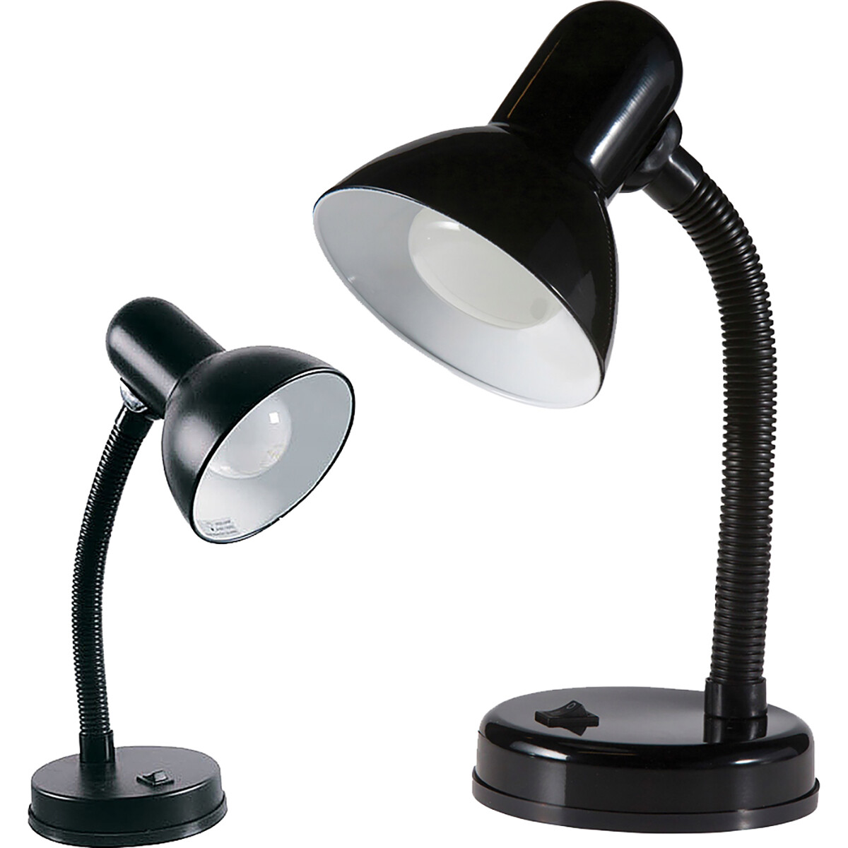 Lampe de bureau LED - Velvin Brin - Douille E27 - Interrupteur On/Off - Bras Flexible - Noir