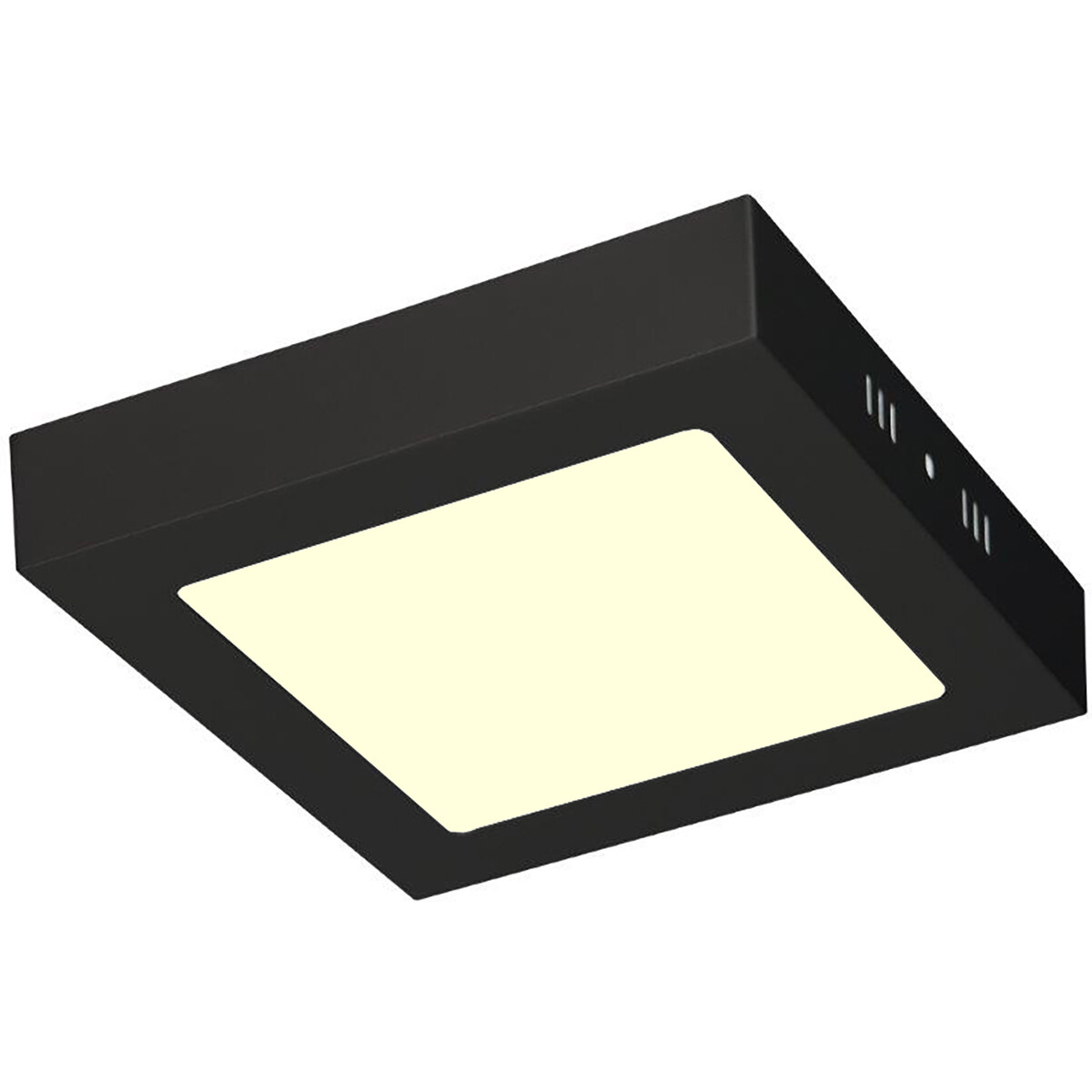 Downlight LED - 12W - Blanc Chaud 3000K - Mat Noir - en Saillie - Carré - Aluminium - 170mm