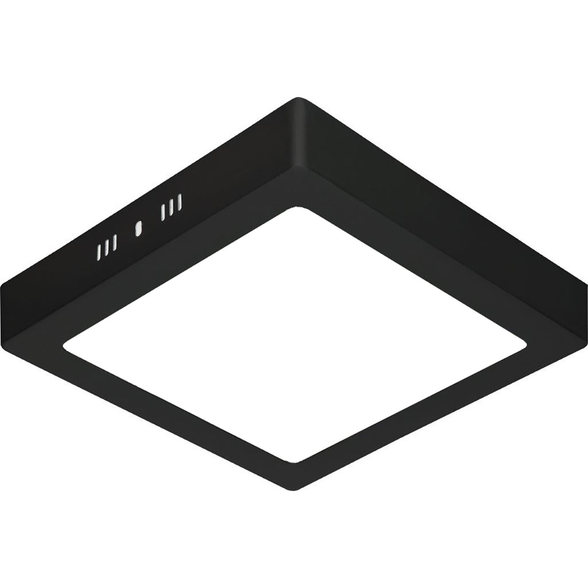 Downlight LED - 18W - Blanc Froid 6400K - Mat Noir - en Saillie - Carré - Aluminium - 225mm