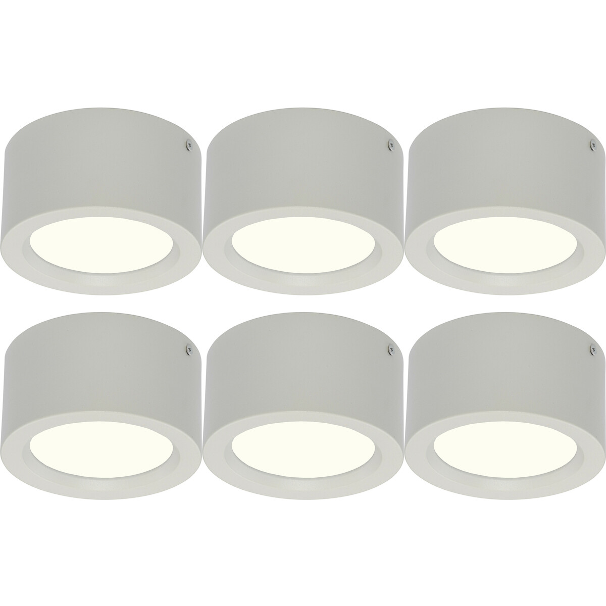 Pack Downlight LED 6 - En Saillie Rond Haut 10W - Blanc Neutre 4200K - Mat Blanc Aluminium - Ø140mm