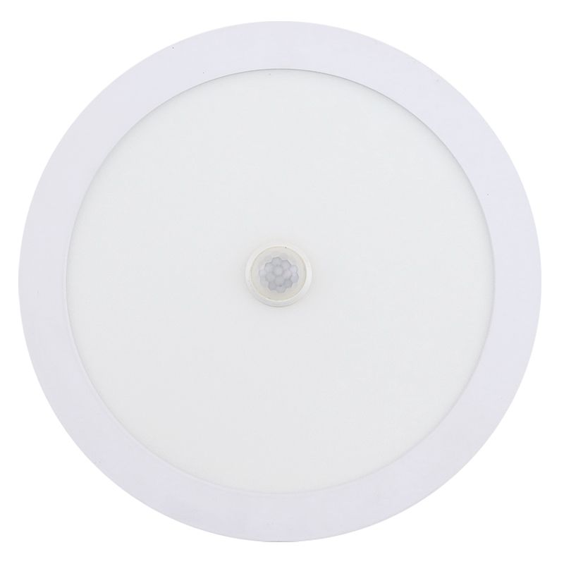 Downlight LED - Facto Dury - Détecteur de Mouvement PIR 360° + Capteurs de Luminosité - 18W - Blanc Chaud 3000K - en Saillie - Rond - Mat Blanc - LEDs OSRAM