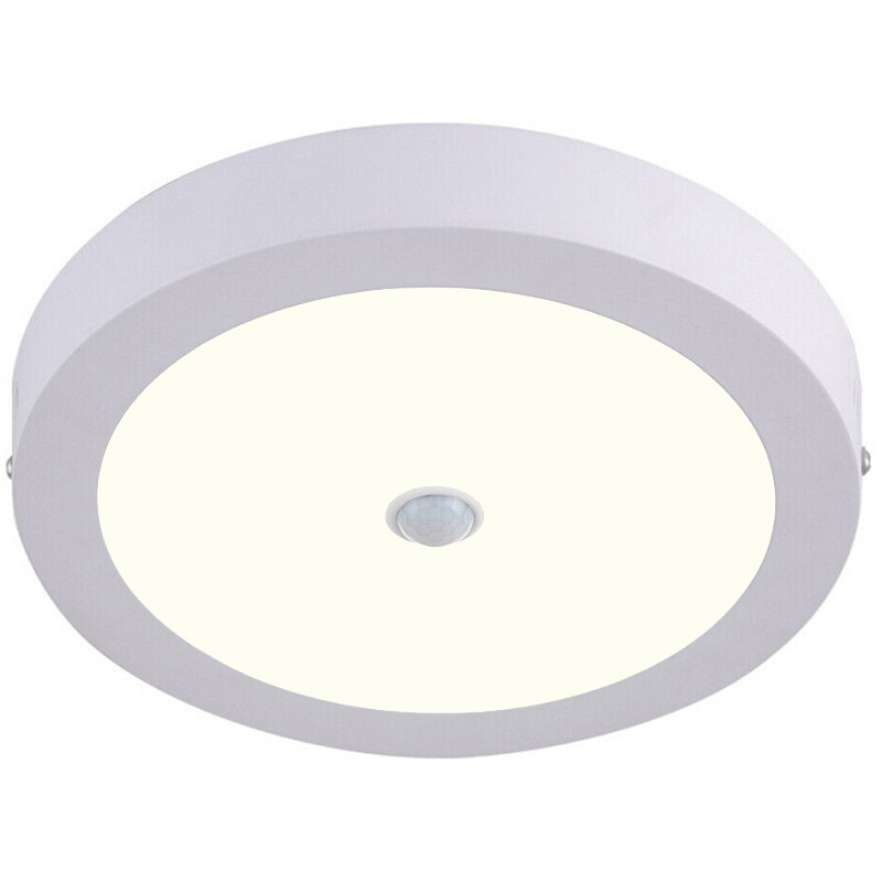 Downlight LED - Facto Dury - Détecteur de Mouvement PIR 360° + Capteurs de Luminosité - 18W - Blanc Neutre 4000K - en Saillie - Rond - Mat Blanc - LEDs OSRAM