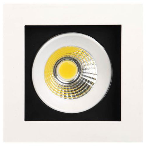 Spot LED - Spot Encastré - Carré 8W - Blanc Chaud 2700K - Mat Blanc Aluminium - Inclinable 100mm