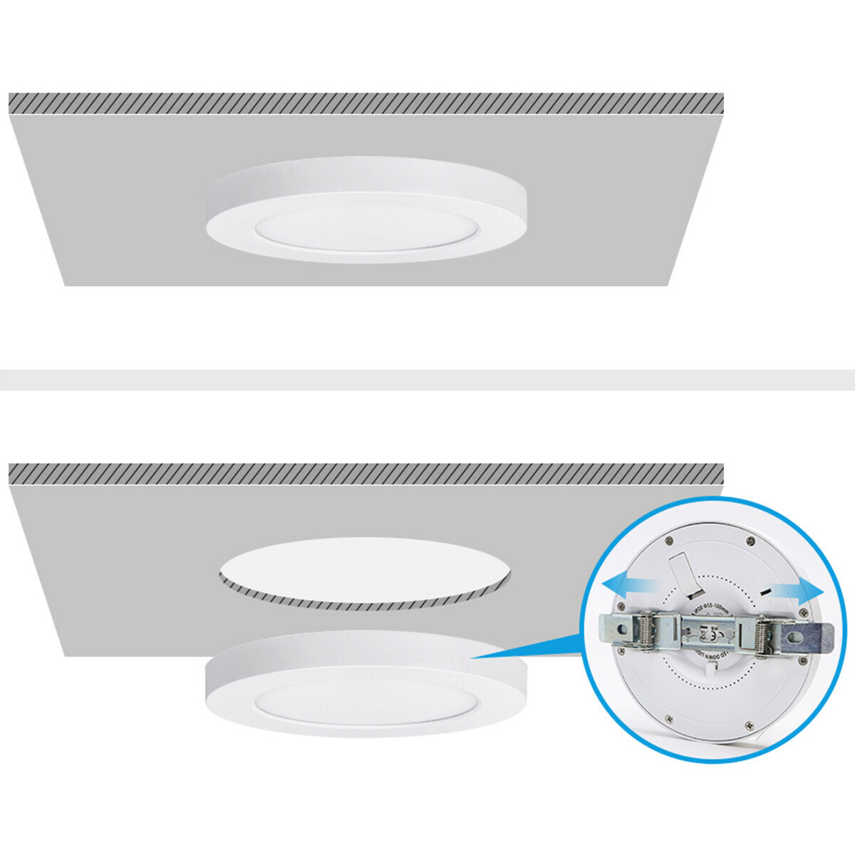 Downlight LED Pro - Aigi Foka - Encastré/Surface - Rond - 12W - Blanc Froid 6000K - Mat Blanc - Plastique