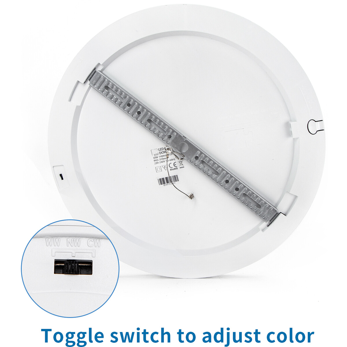 Downlight LED Pro - Aigi Foka - Encastré/Surface - Rond - 30W - Couleur de lumière ajustable CCT - Mat Blanc - Plastique