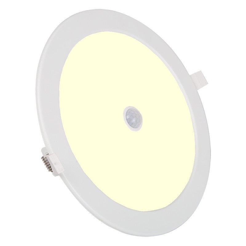 Pack Downlight LED Slim 6 - Aigi - Détecteur de Mouvement PIR 360° - Rond Encastré 24W - Blanc Chaud 3000K - Mat Blanc - Ø240mm - Ø225mm