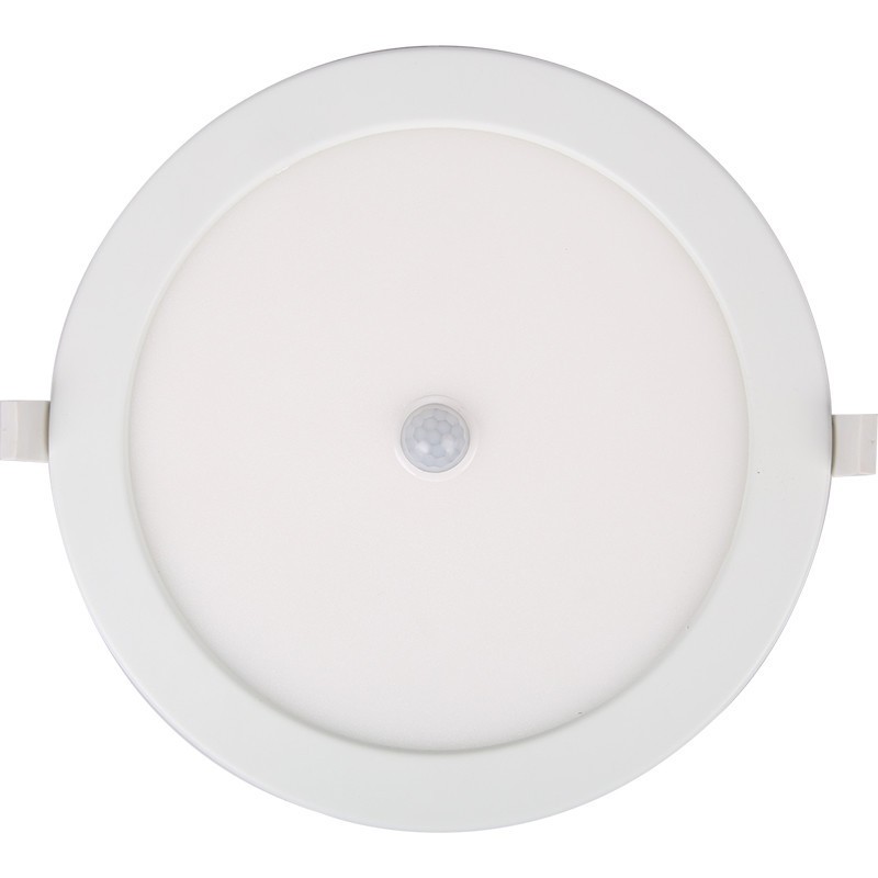 Pack Downlight LED Slim 6 - Aigi - Détecteur de Mouvement PIR 360° - Rond Encastré 24W - Blanc Chaud 3000K - Mat Blanc - Ø240mm - Ø225mm