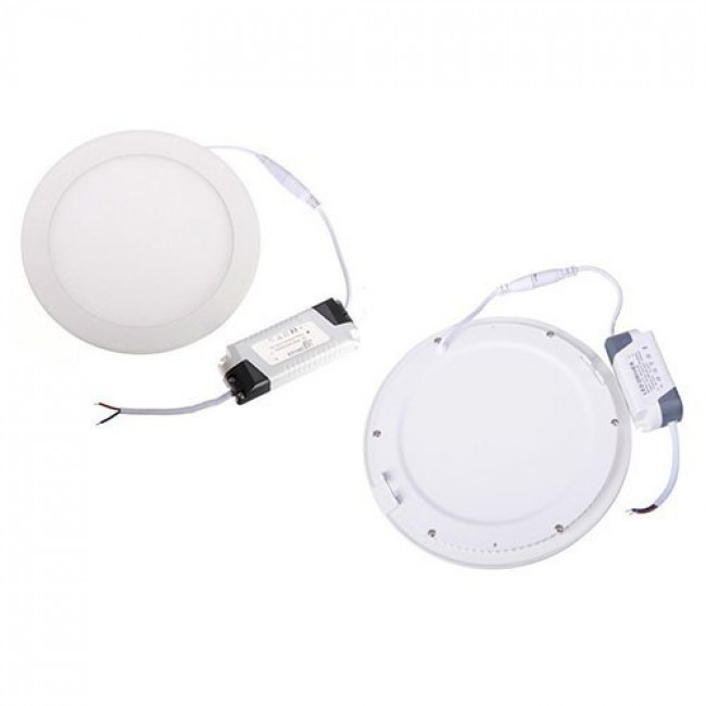 Pack Downlight LED Slim 6 - Rond Encastré 12W - Blanc Neutre 4200K - Mat Blanc Aluminium - Ø170mm