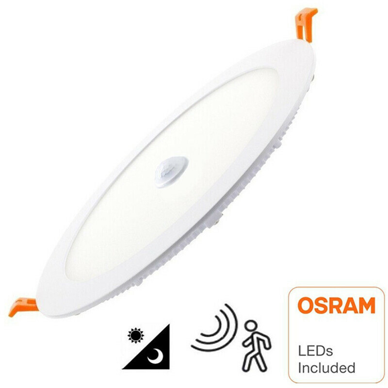 Downlight LED Slim - Facto Dury - Détecteur de Mouvement PIR 360° + Capteurs de Luminosité - 18W - Blanc Neutre 4000K - Encastré - Rond - Mat Blanc - LEDs OSRAM