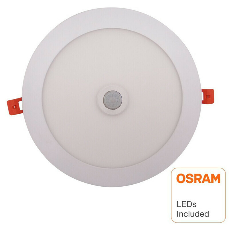 Downlight LED Slim - Facto Dury - Détecteur de Mouvement PIR 360° + Capteurs de Luminosité - 18W - Blanc Neutre 4000K - Encastré - Rond - Mat Blanc - LEDs OSRAM