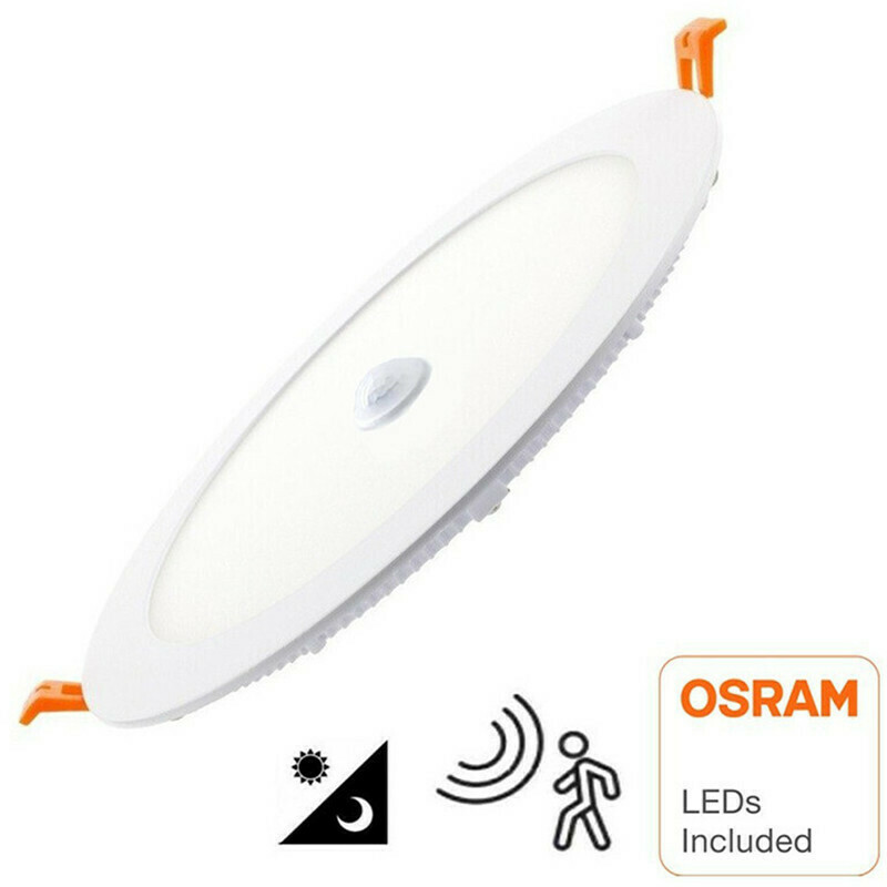 Downlight LED Slim - Facto Dury - Détecteur de Mouvement PIR 360° + Capteurs de Luminosité - 22W - Blanc Chaud 2700K - Encastré - Rond - Mat Blanc - LEDs OSRAM