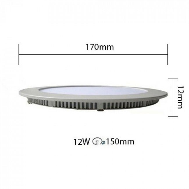 Downlight LED Slim - Rond Encastré 12W - Dimmable - Blanc Froid 6400K - Mat Blanc Aluminium - Ø170mm