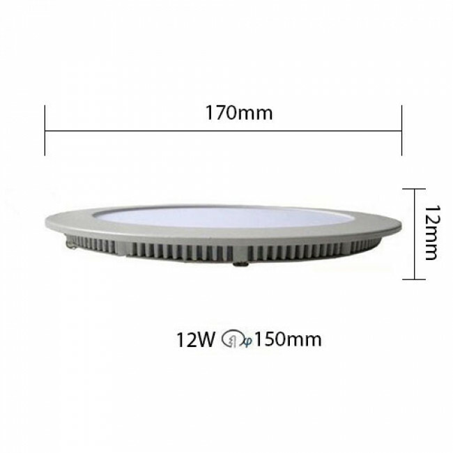 Downlight LED Slim - Rond Encastré 12W - Dimmable - Blanc Très Chaud 2700K - Mat Noir Aluminium - Ø170mm