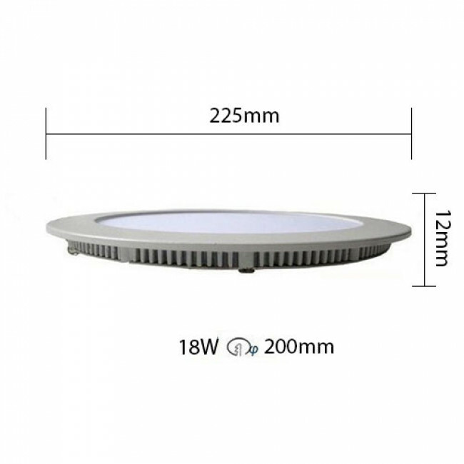 Downlight LED Slim - Rond Encastré 18W - Dimmable - Blanc Froid 6400K - Mat Noir Aluminium - Ø225mm