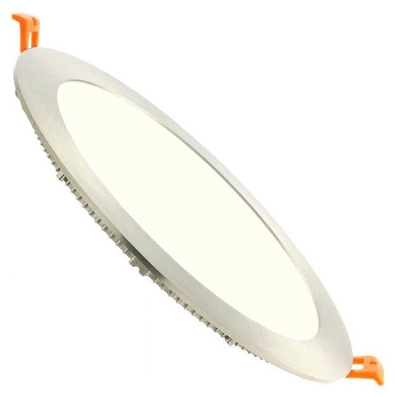 Downlight LED Slim - Facto - Rond Encastré 20W - Blanc Neutre 4000K - Inox - Ø223mm