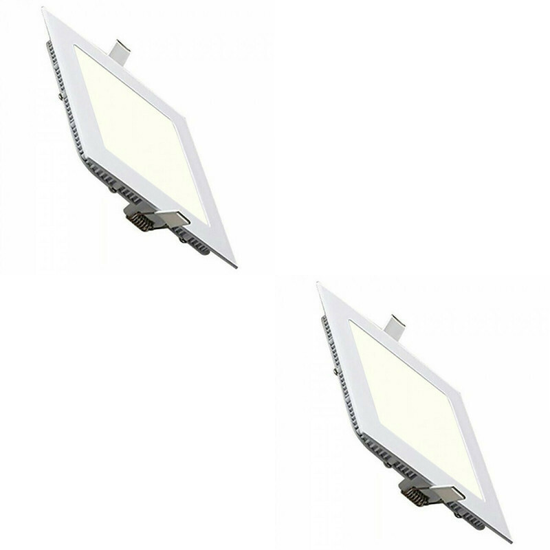 Pack Downlight LED Slim 2 - Carré Encastré 12W - Blanc Neutre 4200K - Mat Blanc Aluminium - 170mm