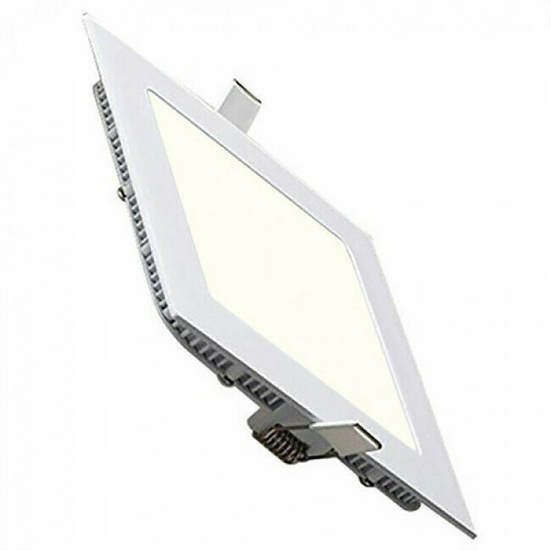 Pack Downlight LED Slim 2 - Carré Encastré 12W - Blanc Neutre 4200K - Mat Blanc Aluminium - 170mm