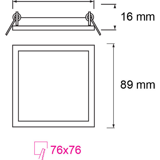 Pack Downlight LED Slim 2 - Carré Encastré 3W - Blanc Neutre 4200K - Mat Blanc Aluminium - 89mm