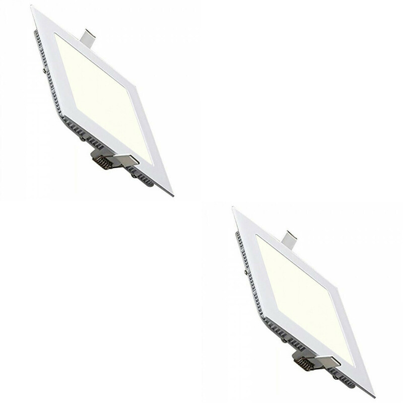 Pack Downlight LED Slim 2 - Carré Encastré 3W - Blanc Neutre 4200K - Mat Blanc Aluminium - 89mm