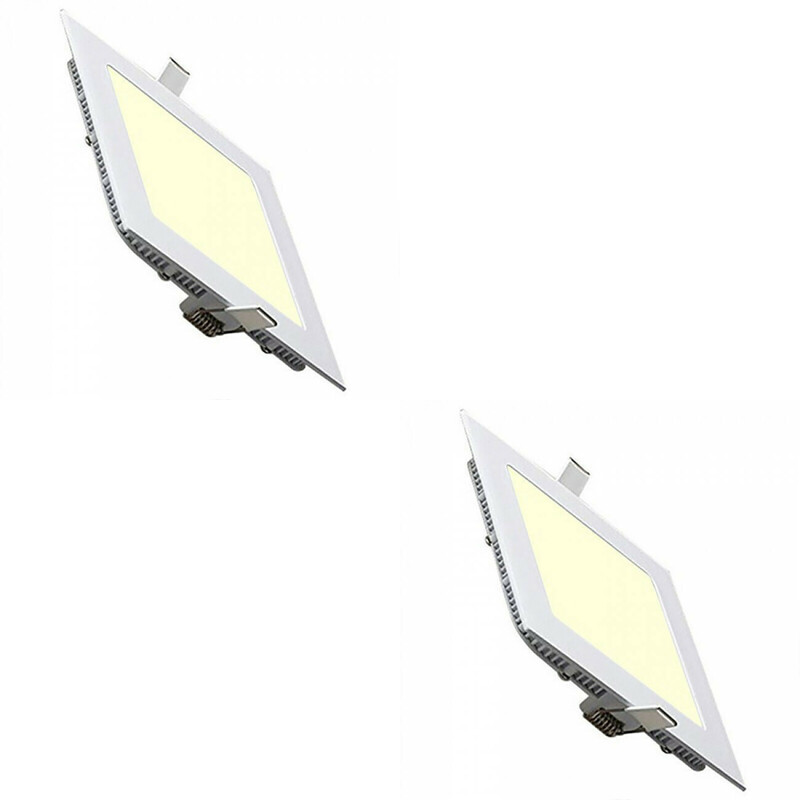 Pack Downlight LED Slim 2 - Carré Encastré 3W - Blanc Chaud 2700K - Mat Blanc Aluminium - 89mm