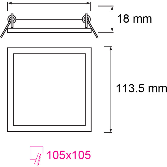 Pack Downlight LED Slim 2 - Carré Encastré 6W - Blanc Froid 6400K - Mat Blanc Aluminium - 113.5mm