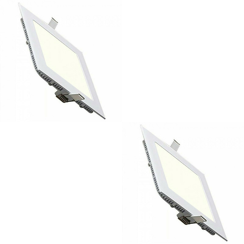 Pack Downlight LED Slim 2 - Carré Encastré 6W - Blanc Neutre 4200K - Mat Blanc Aluminium - 113.5mm