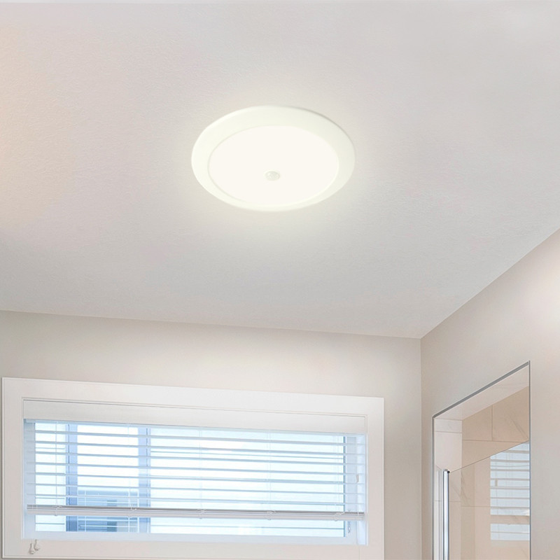 Downlight LED Slim - Aigi - Détecteur de Mouvement PIR 360° - Rond Encastré 12W - Blanc Chaud 3000K - Mat Blanc - Ø170mm