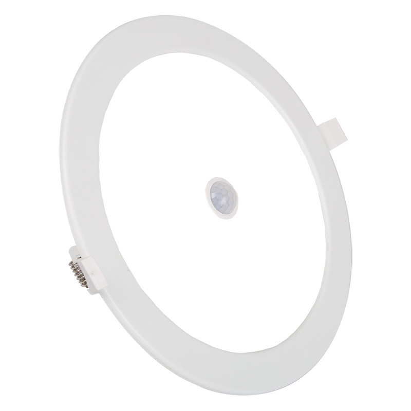 Downlight LED Slim - Aigi - Détecteur de Mouvement PIR 360° - Rond Encastré 24W - Blanc Froid 6000K - Mat Blanc - Ø240mm