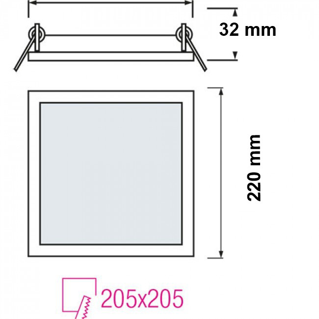 Downlight LED Slim Pro - Aigi - Carré Encastré 18W - Blanc Froid 6000K - Mat Blanc - 220mm