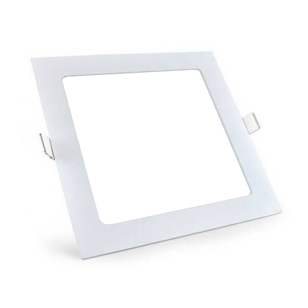 Downlight LED Slim Pro - Aigi - Carré Encastré 18W - Blanc Froid 6000K - Mat Blanc - 220mm