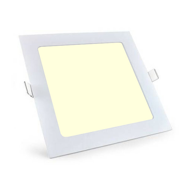 Downlight LED Slim Pro - Aigi - Carré Encastré 18W - Blanc Chaud 3000K - Mat Blanc - 220mm