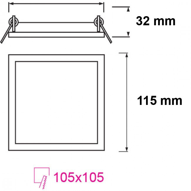 Downlight LED Slim - Aigi - Carré Encastré 6W - Blanc Froid 6000K - Mat Blanc - 115mm