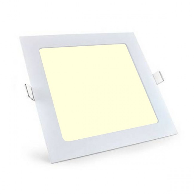 Downlight LED Slim - Aigi - Carré Encastré 6W - Blanc Chaud 3000K - Mat Blanc - 115mm