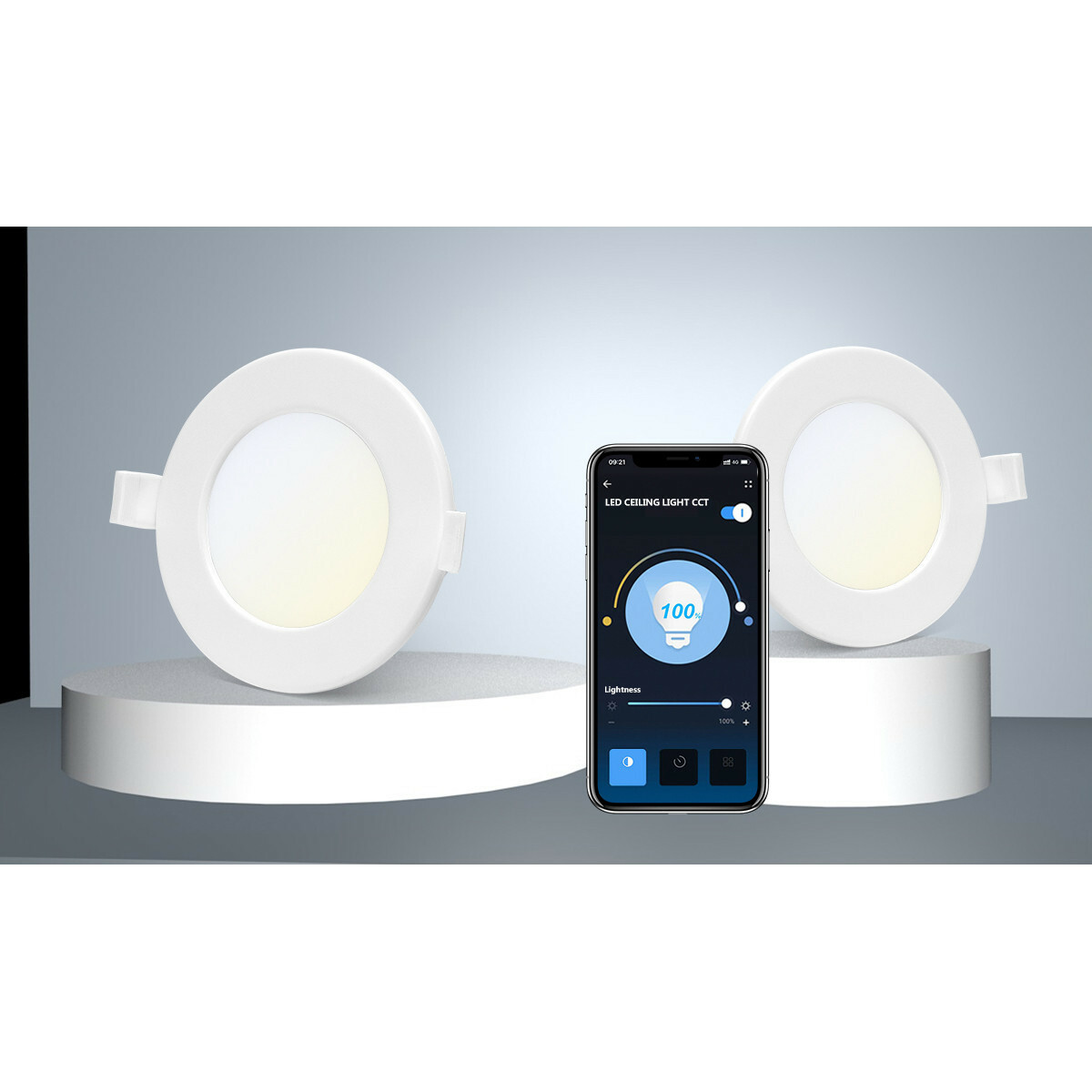 Downlight LED - LED Intelligente - LED Wifi - Aigi Zumba - 18W - Blanc Froid 6500K - Rond Encastré - Mat Blanc - Aluminium - Ø220mm