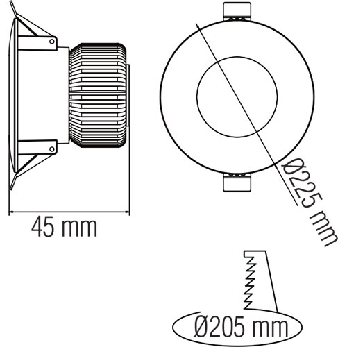 Downlight LED - Verona - Rond Encastré 30W - Blanc Froid 6400K - Mat Blanc Aluminium - Ø225mm