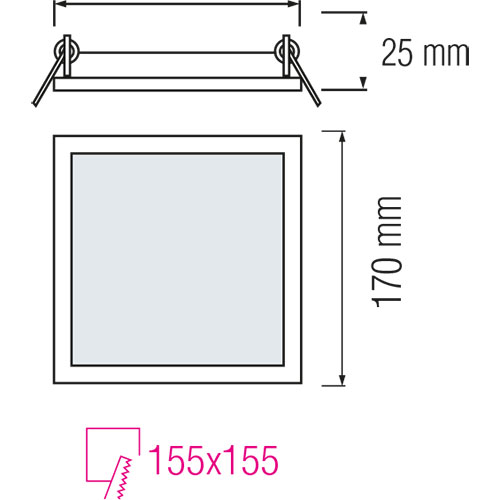 Pack Downlight LED Slim 2 - Carré Encastré 12W - Blanc Neutre 4200K - Mat Blanc Aluminium - 170mm