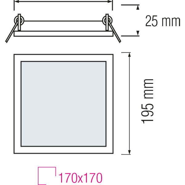 Pack Downlight LED Slim 2 - Carré Encastré 15W - Blanc Chaud 2700K - Mat Blanc Aluminium - 195mm