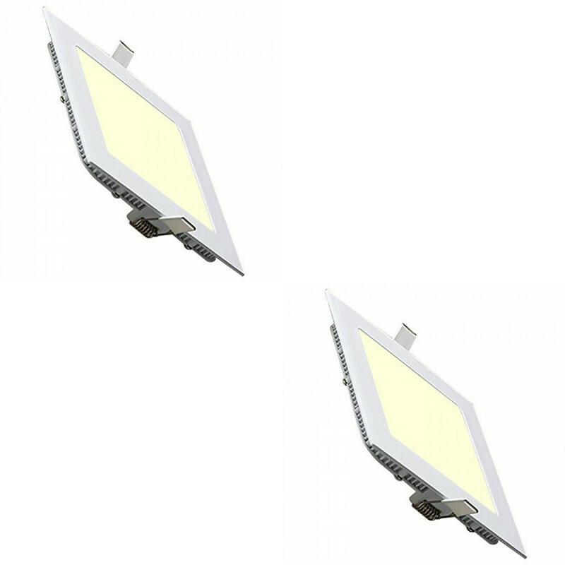 Pack Downlight LED Slim 2 - Carré Encastré 15W - Blanc Chaud 2700K - Mat Blanc Aluminium - 195mm