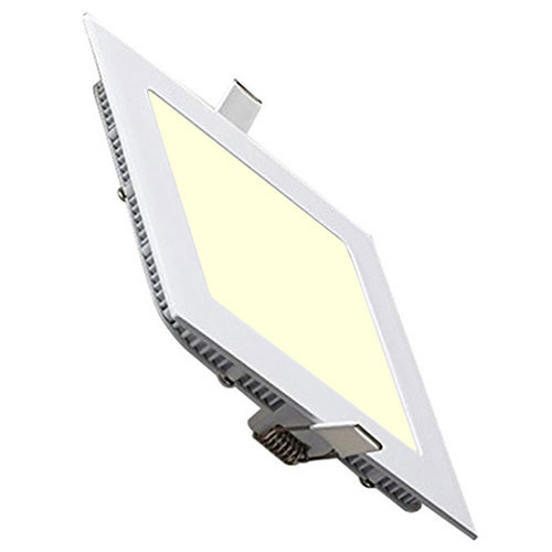 Pack Downlight LED Slim 2 - Carré Encastré 15W - Blanc Chaud 2700K - Mat Blanc Aluminium - 195mm