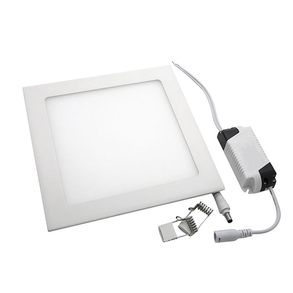 Pack Downlight LED Slim 2 - Carré Encastré 12W - Blanc Froid 6400K - Mat Blanc Aluminium - 170mm