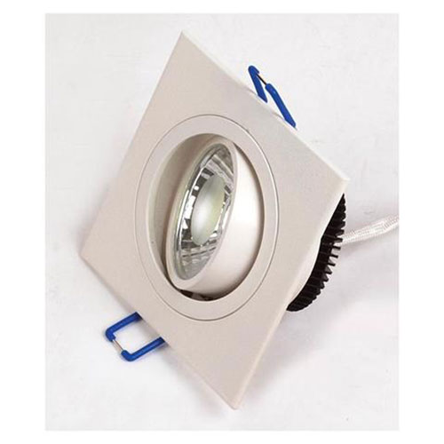 Spot LED - Spot Encastré - Carré 5W - Blanc Froid 6400K - Mat Blanc Aluminium - Inclinable 93mm