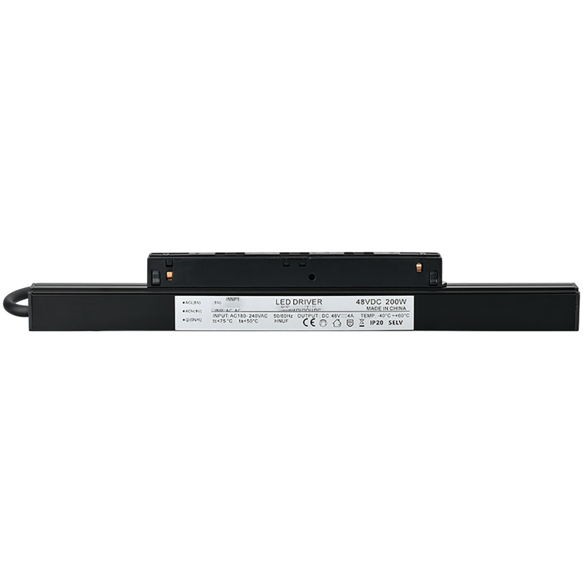 LED Driver pour Rail Magnétique 48V - Brinton Magni - Connecteur Alimentation - 200W - Noir