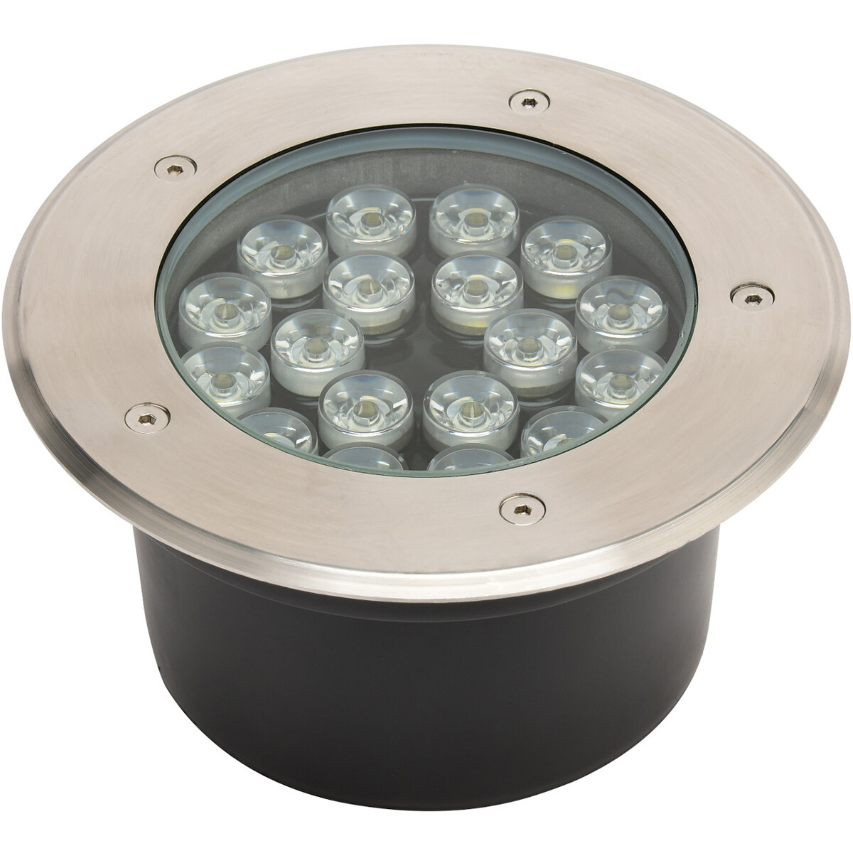 Spot de sol LED - Aruz - Rond Encastré - 18W - Étanche IP67 - Blanc Neutre 4000K - Rond - Mat Chrome - Inox